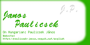 janos paulicsek business card